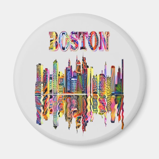 Ville colorée de Boston Magnet (Devant)