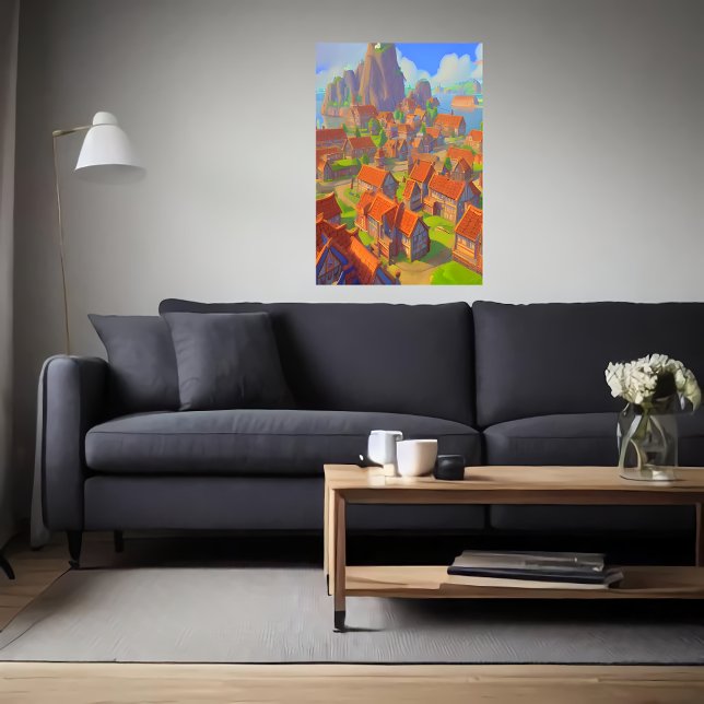 Ville près de l'océan | AI Art Poster (Créateur téléchargé)