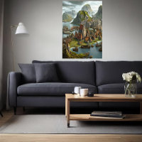 Ville viking en bord de mer | AI Art Poster