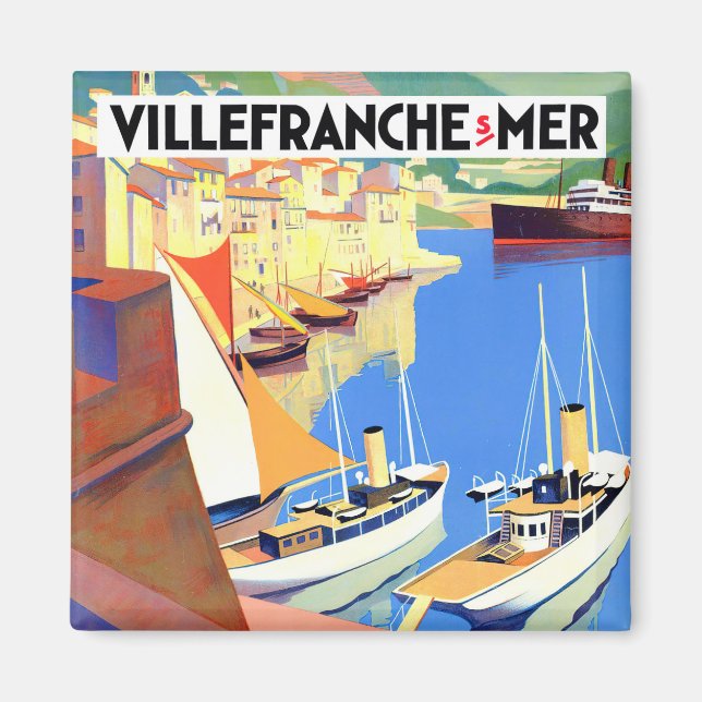 Villefranche France Vintage Magnet (Vorne)