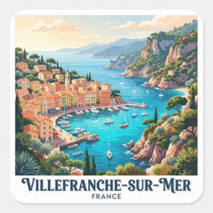Villefranche-sur-Mer Frankreich Quadratischer Aufkleber