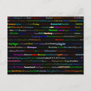 Villes Du Monde Texte Design I Carte Postale