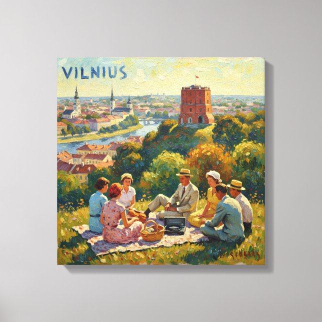 Vilnius Hilltop Picnic View Canvas Art Leinwanddruck (Vorderseite)