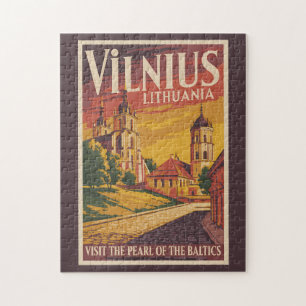 Vilnius Litauen Illustration Reise Kunst Vintage