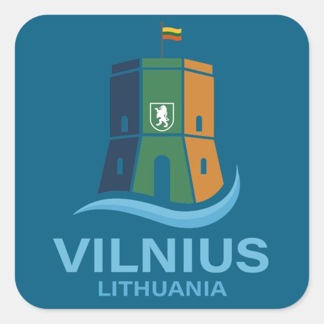Vilnius Litauen Quadratischer Aufkleber (Vorderseite)