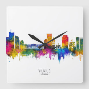 Vilnius Litauen Skyline Quadratische Wanduhr