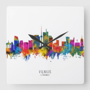 Vilnius Litauen Skyline Quadratische Wanduhr