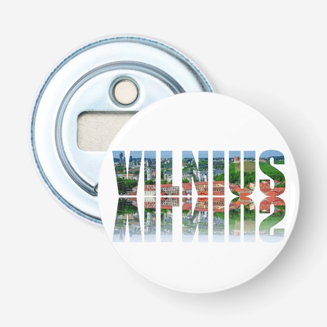 Vilnius Text mit Reflexion Flaschenöffner (Vorderseite)