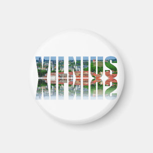 Vilnius Text mit Reflexion Magnet