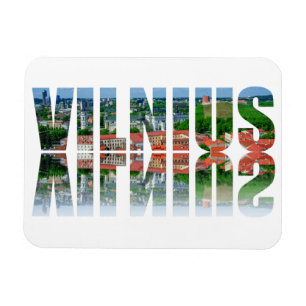 Vilnius Text mit Reflexion Magnet