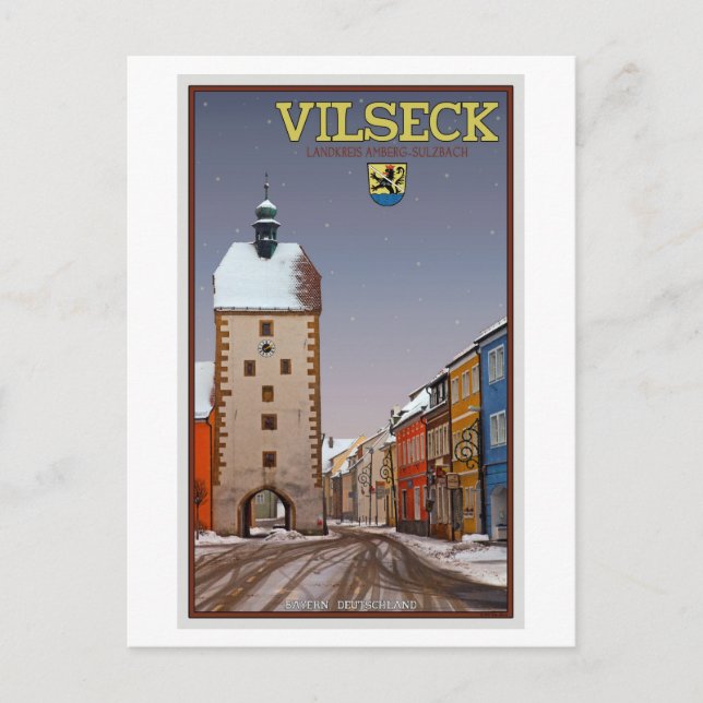 Vilseck - Tower and Gate - Winter Postkarte (Vorderseite)