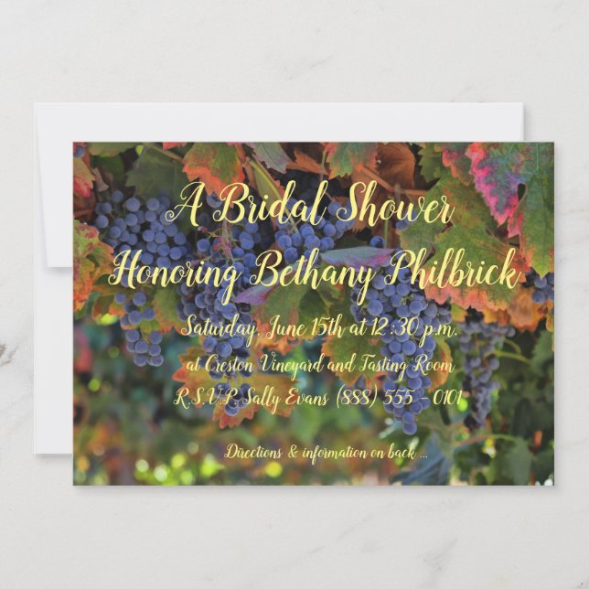 Vin À Thème Vignoble Bridal Douche Invitation (Devant)