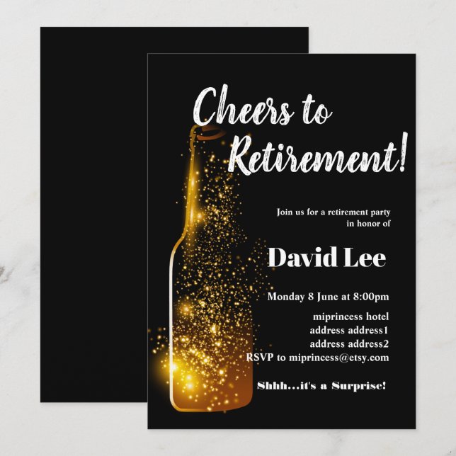 Vin, applaudissements à la retraite, invitation (Devant / Derrière)