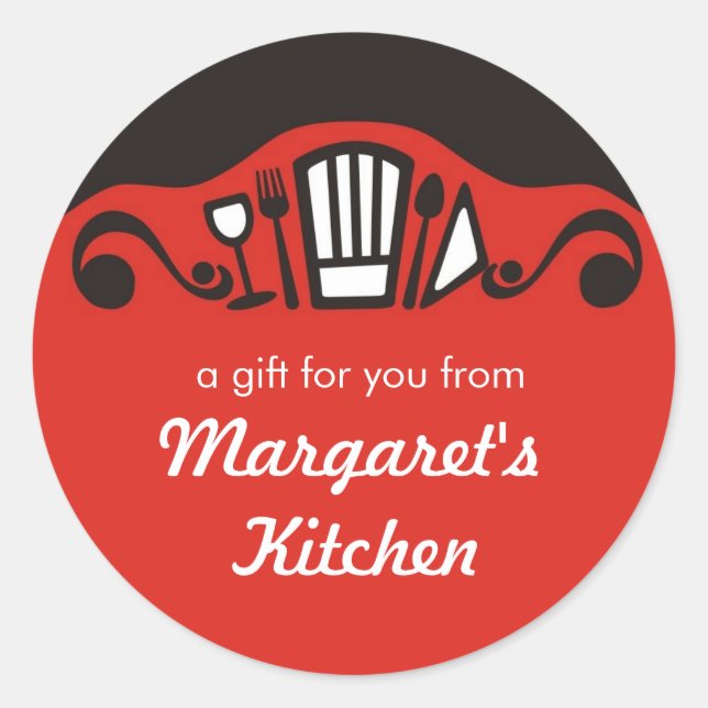 Vin casquette du chef étiquette cadeau vin autocol (Devant)