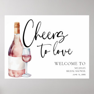 Vin Cocktail Fête des mariées Affiche de bienvenue
