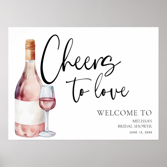 Vin Cocktail Fête des mariées Affiche de bienvenue (Devant)