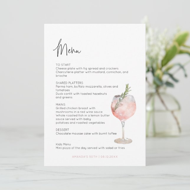 Vin Cocktail Thème Age to Perfection Bridal Menu (Debout devant)
