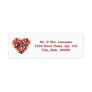 Vin Cork Coeur Étiquettes de adresse