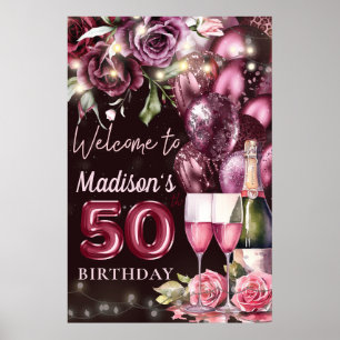Vin de luxe Magenta 50e anniversaire Affiche de bi