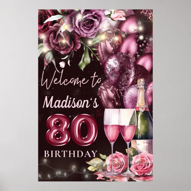 Vin de luxe Magenta 80e anniversaire Affiche de bi (Devant)