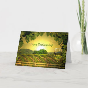 Vin de thanksgiving et carte de voeux de vignoble