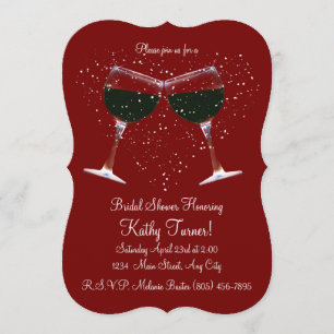 Vin et coeur Thème nuptiale de douche Invitation