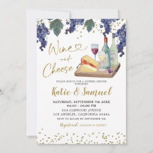 Vin et fromage Couples Douche Invitation