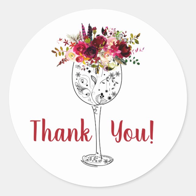 vin, floral merci autocollants (Devant)