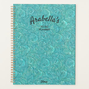 Vin Floral Turquoise Embossé De Luxe Personnalisé