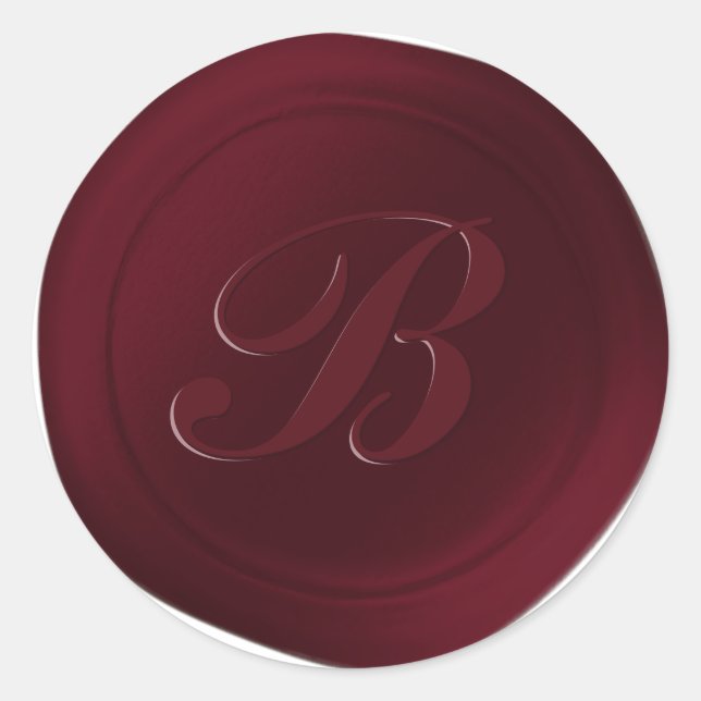Vin foncé Rouge 1 Lettre Monogramme Stickers de ci (Devant)