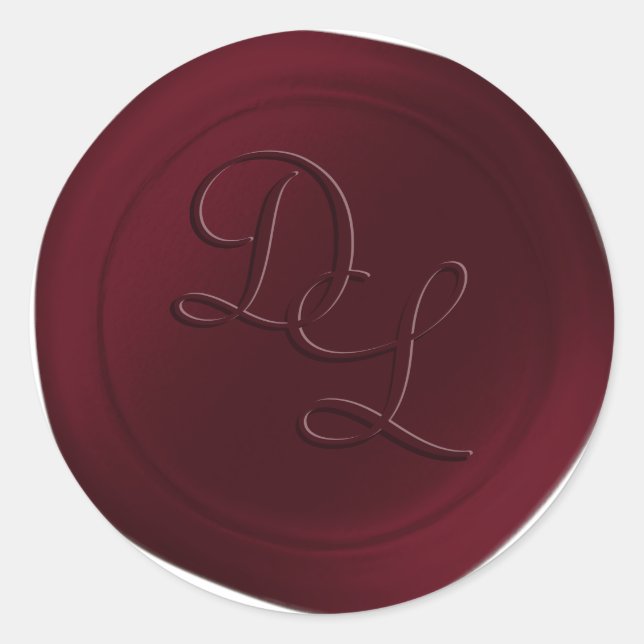 Vin foncé Rouge 2 Lettre Monogramme Stickers de ci (Devant)
