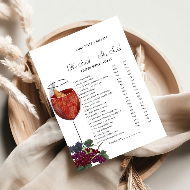 vin Il dit qu'elle a dit la carte de jeu de douche (Créateur téléchargé)