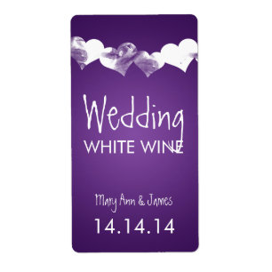 Vin mariage Étiquette Coeurs Grunge Purple