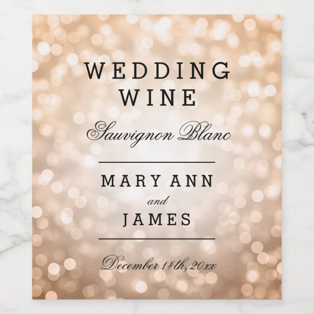 Vin mariage Étiquette Cuivre Lumières Parties scin (Étiquettes simples)