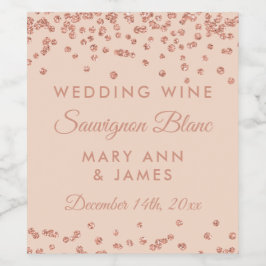 Vin mariage Étiquette Rose Parties scintillant or 