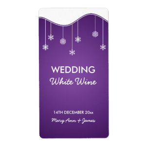 Vin mariage Étiquette Snowflake Décoration violet