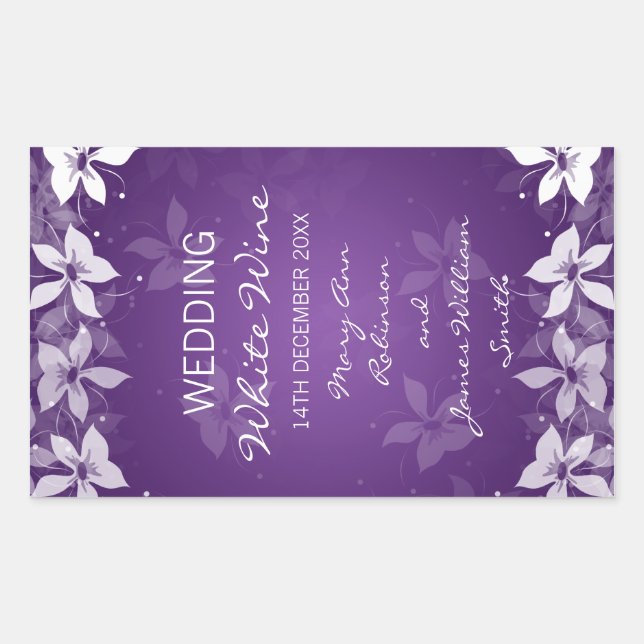 Vin Mariage Floral Étiquette Fleurs exotiques Viol (Devant)