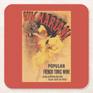Vin Mariani Tänzerin-strömender Wein Rechteckiger Pappuntersetzer