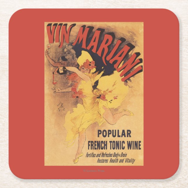 Vin Mariani Tänzerin-strömender Wein Rechteckiger Pappuntersetzer (Vorderseite)