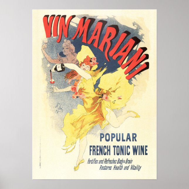 VIN MARIANI WINE Jules Cheret Vintag Französisch Poster (Vorne)
