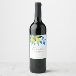 Vin personnalisé Étiquettes citrons bleu et jaune