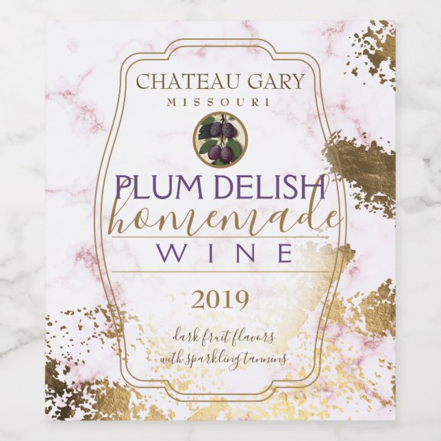 Vin PLUM fait maison étiquette personnalisé faux o (Étiquettes simples)