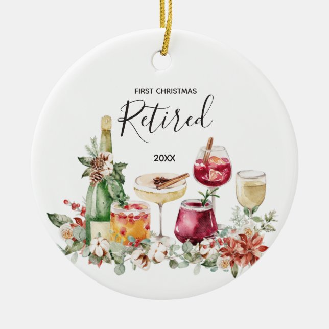 Vin Retraité Premier Ornement de Noël (Devant)