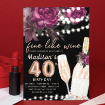 Vin rose Luxe 40e anniversaire Invitation