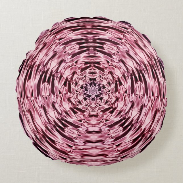 Vin rose violet Faux Satin Abstrait Coussin rond (Devant)