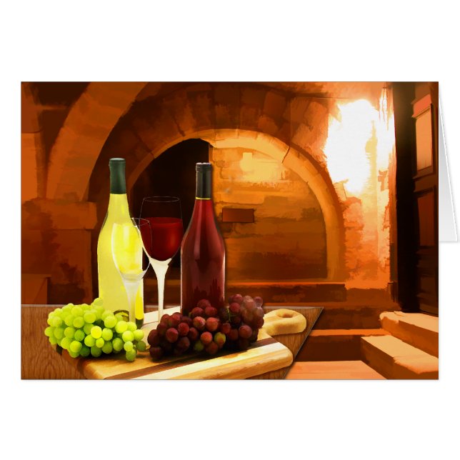 Vin rouge et blanc dans la cave (Devant horizontal)