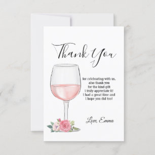 vin rouge, floral, carte de remerciement