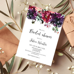 Vin Rouge Floral Invitation de douche nuptiale