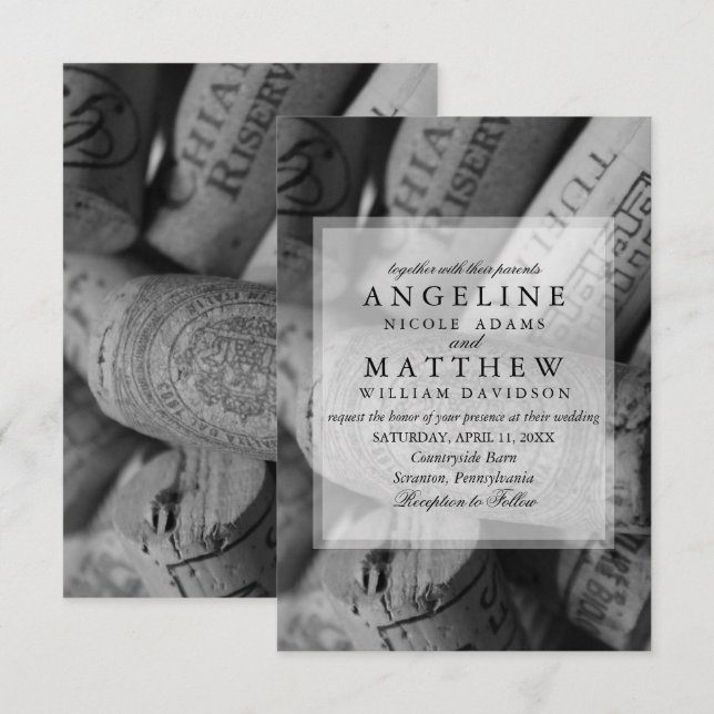 Vin rustique Domaine Vignoble Faire-part de mariag (Devant / Derrière)