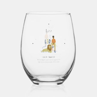 Vin Sans Pied Leo Zodiac Verre à vin, Cadeaux d'anniversaire pou